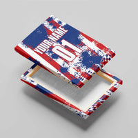 Moto X Skull Graphic Canvas Wall Art with Red White Blue Splatter and Custom Number Design - Wonder Print Shop