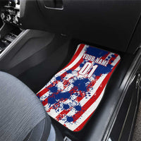 Moto X Skull Graphic Car Mats with Red White Blue Splatter and Custom Number Design - Wonder Print Shop