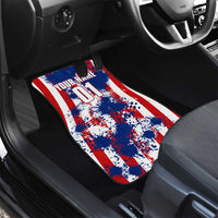 Moto X Skull Graphic Car Mats with Red White Blue Splatter and Custom Number Design - Wonder Print Shop
