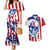 Moto X Skull Graphic Couples Matching Mermaid Dress and Hawaiian Shirt with Red White Blue Splatter and Custom Number Design - Wonder Print Shop