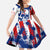 Moto X Skull Graphic Family Matching Long Sleeve Bodycon Dress and Hawaiian Shirt with Red White Blue Splatter and Custom Number Design - Wonder Print Shop