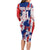 Moto X Skull Graphic Family Matching Long Sleeve Bodycon Dress and Hawaiian Shirt with Red White Blue Splatter and Custom Number Design - Wonder Print Shop