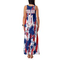 Moto X Skull Graphic Family Matching Tank Maxi Dress and Hawaiian Shirt with Red White Blue Splatter and Custom Number Design - Wonder Print Shop