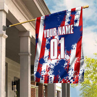 Moto X Skull Graphic Garden Flag with Red White Blue Splatter and Custom Number Design - Wonder Print Shop