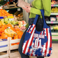 Moto X Skull Graphic Grocery Bag with Red White Blue Splatter and Custom Number Design - Wonder Print Shop