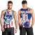 Moto X Skull Graphic Men Tank Top with Red White Blue Splatter and Custom Number Design - Wonder Print Shop