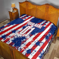 Moto X Skull Graphic Quilt with Red White Blue Splatter and Custom Number Design - Wonder Print Shop