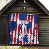 Moto X Skull Graphic Quilt with Red White Blue Splatter and Custom Number Design - Wonder Print Shop