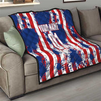 Moto X Skull Graphic Quilt with Red White Blue Splatter and Custom Number Design - Wonder Print Shop