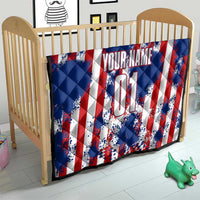 Moto X Skull Graphic Quilt with Red White Blue Splatter and Custom Number Design - Wonder Print Shop