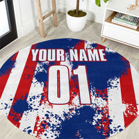 Moto X Skull Graphic Round Carpet with Red White Blue Splatter and Custom Number Design - Wonder Print Shop