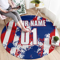 Moto X Skull Graphic Round Carpet with Red White Blue Splatter and Custom Number Design - Wonder Print Shop