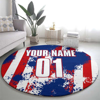 Moto X Skull Graphic Round Carpet with Red White Blue Splatter and Custom Number Design - Wonder Print Shop