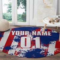 Moto X Skull Graphic Round Carpet with Red White Blue Splatter and Custom Number Design - Wonder Print Shop