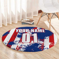 Moto X Skull Graphic Round Carpet with Red White Blue Splatter and Custom Number Design - Wonder Print Shop