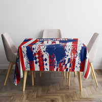 Moto X Skull Graphic Tablecloth with Red White Blue Splatter and Custom Number Design - Wonder Print Shop