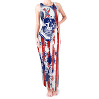 Moto X Skull Graphic Tank Maxi Dress with Red White Blue Splatter and Custom Number Design - Wonder Print Shop