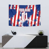 Moto X Skull Graphic Tapestry with Red White Blue Splatter and Custom Number Design - Wonder Print Shop