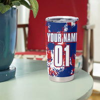 Moto X Skull Graphic Tumbler Cup with Red White Blue Splatter and Custom Number Design - Wonder Print Shop
