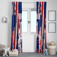 Moto X Skull Graphic Window Curtain with Red White Blue Splatter and Custom Number Design - Wonder Print Shop