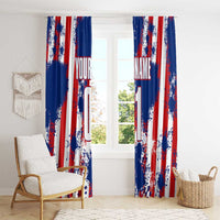 Moto X Skull Graphic Window Curtain with Red White Blue Splatter and Custom Number Design - Wonder Print Shop