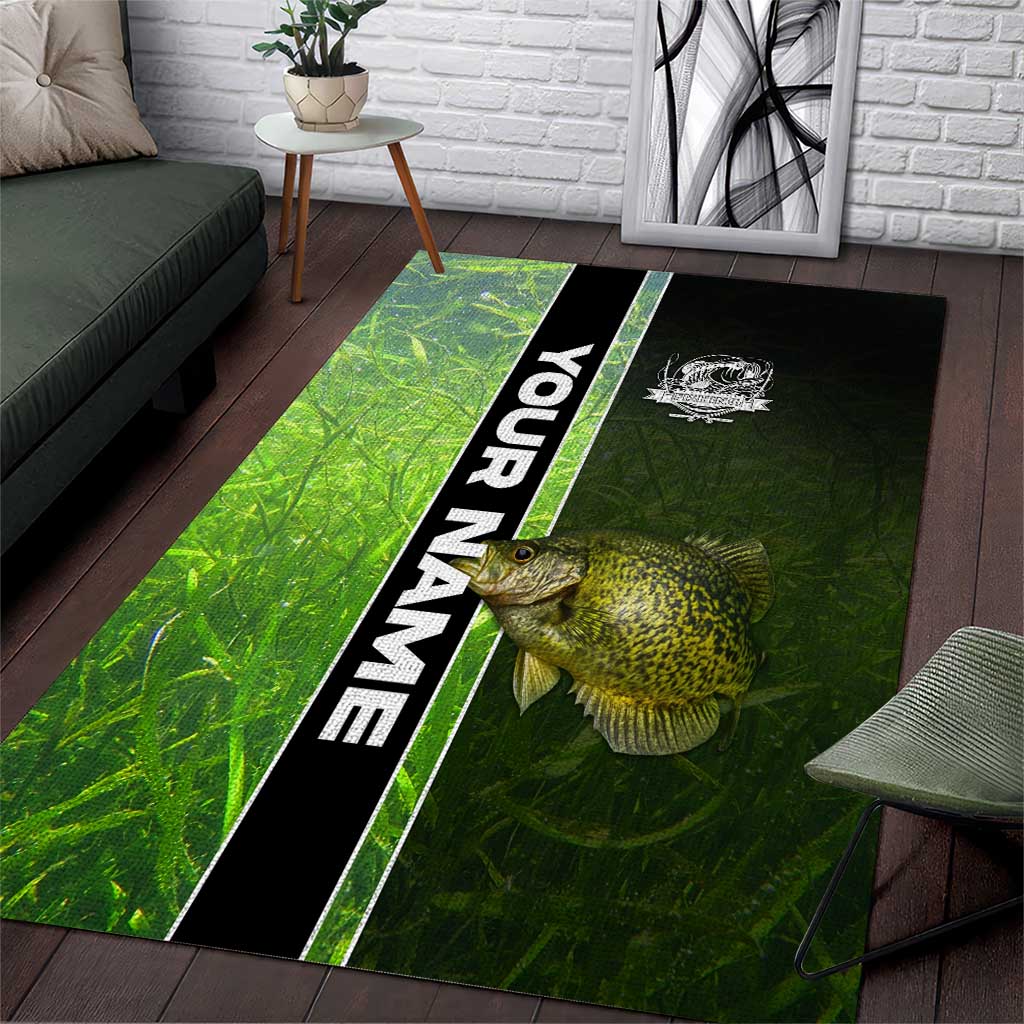 Crappie Fish Green Underwater Graphic Area Rug with Custom Name and Fishing Logo Design - Wonder Print Shop