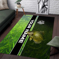 Crappie Fish Green Underwater Graphic Area Rug with Custom Name and Fishing Logo Design - Wonder Print Shop