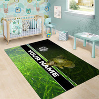 Crappie Fish Green Underwater Graphic Area Rug with Custom Name and Fishing Logo Design - Wonder Print Shop