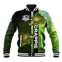 Crappie Fish Green Underwater Graphic Baseball Jacket with Custom Name and Fishing Logo Design - Wonder Print Shop