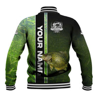 Crappie Fish Green Underwater Graphic Baseball Jacket with Custom Name and Fishing Logo Design - Wonder Print Shop
