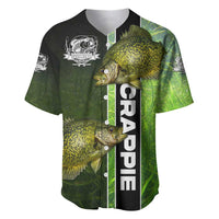 Crappie Fish Green Underwater Graphic Baseball Jersey with Custom Name and Fishing Logo Design - Wonder Print Shop