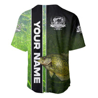 Crappie Fish Green Underwater Graphic Baseball Jersey with Custom Name and Fishing Logo Design - Wonder Print Shop