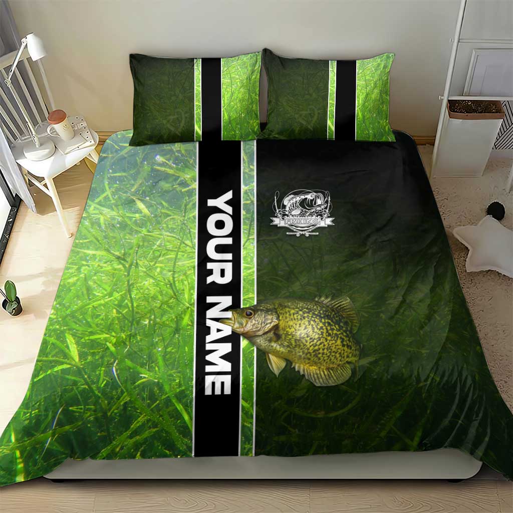 Crappie Fish Green Underwater Graphic Bedding Set with Custom Name and Fishing Logo Design - Wonder Print Shop