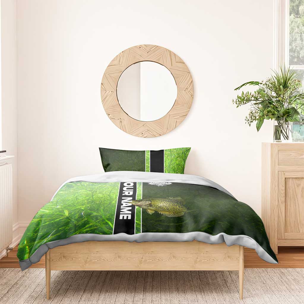 Crappie Fish Green Underwater Graphic Bedding Set with Custom Name and Fishing Logo Design - Wonder Print Shop