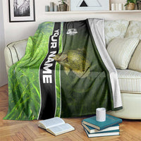 Crappie Fish Green Underwater Graphic Blanket with Custom Name and Fishing Logo Design - Wonder Print Shop