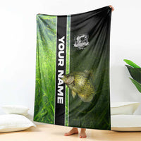 Crappie Fish Green Underwater Graphic Blanket with Custom Name and Fishing Logo Design - Wonder Print Shop
