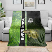 Crappie Fish Green Underwater Graphic Blanket with Custom Name and Fishing Logo Design - Wonder Print Shop
