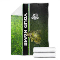 Crappie Fish Green Underwater Graphic Blanket with Custom Name and Fishing Logo Design - Wonder Print Shop