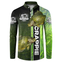 Crappie Fish Green Underwater Graphic Button Sweatshirt with Custom Name and Fishing Logo Design - Wonder Print Shop