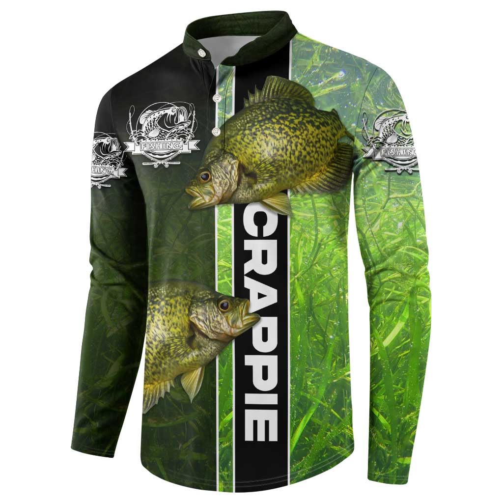 Crappie Fish Green Underwater Graphic Button Sweatshirt with Custom Name and Fishing Logo Design - Wonder Print Shop
