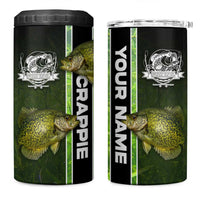 Crappie Fish Green Underwater Graphic 4 in 1 Can Cooler Tumbler with Custom Name and Fishing Logo Design - Wonder Print Shop