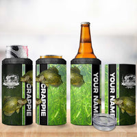 Crappie Fish Green Underwater Graphic 4 in 1 Can Cooler Tumbler with Custom Name and Fishing Logo Design - Wonder Print Shop
