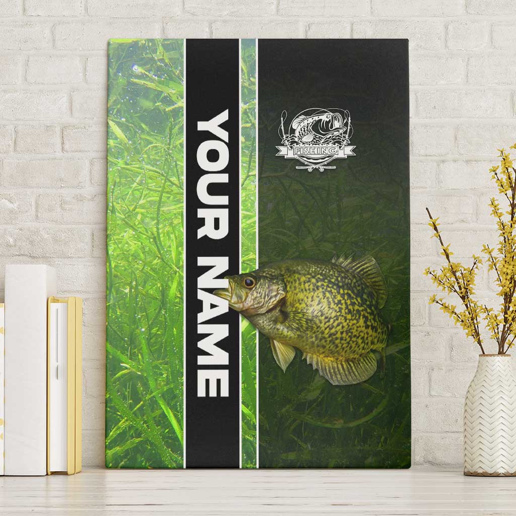 Crappie Fish Green Underwater Graphic Canvas Wall Art with Custom Name and Fishing Logo Design - Wonder Print Shop