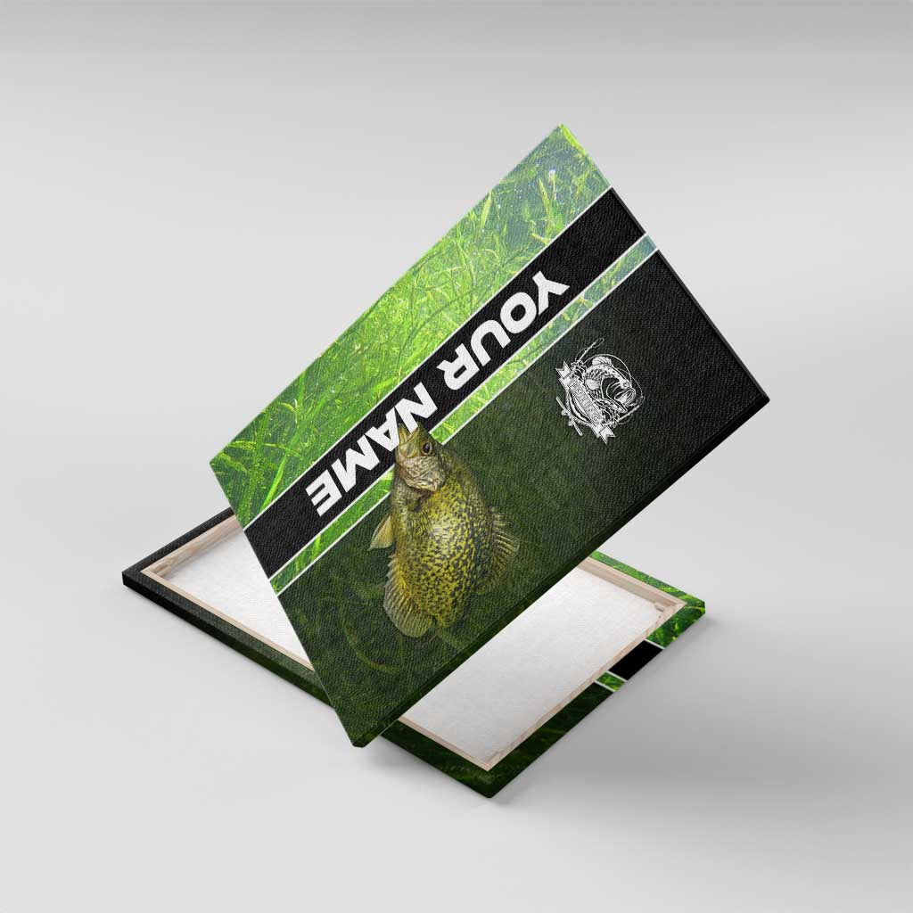 Crappie Fish Green Underwater Graphic Canvas Wall Art with Custom Name and Fishing Logo Design - Wonder Print Shop