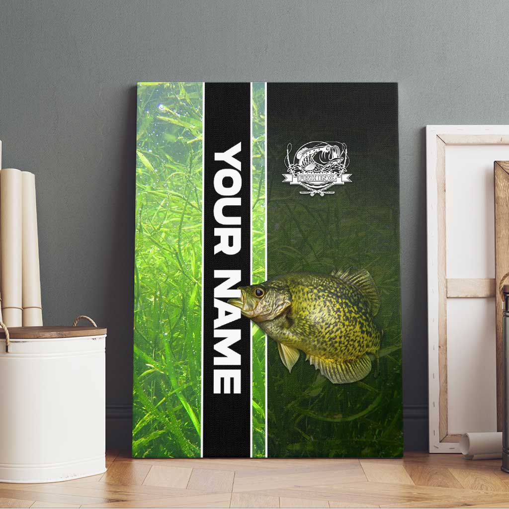 Crappie Fish Green Underwater Graphic Canvas Wall Art with Custom Name and Fishing Logo Design - Wonder Print Shop