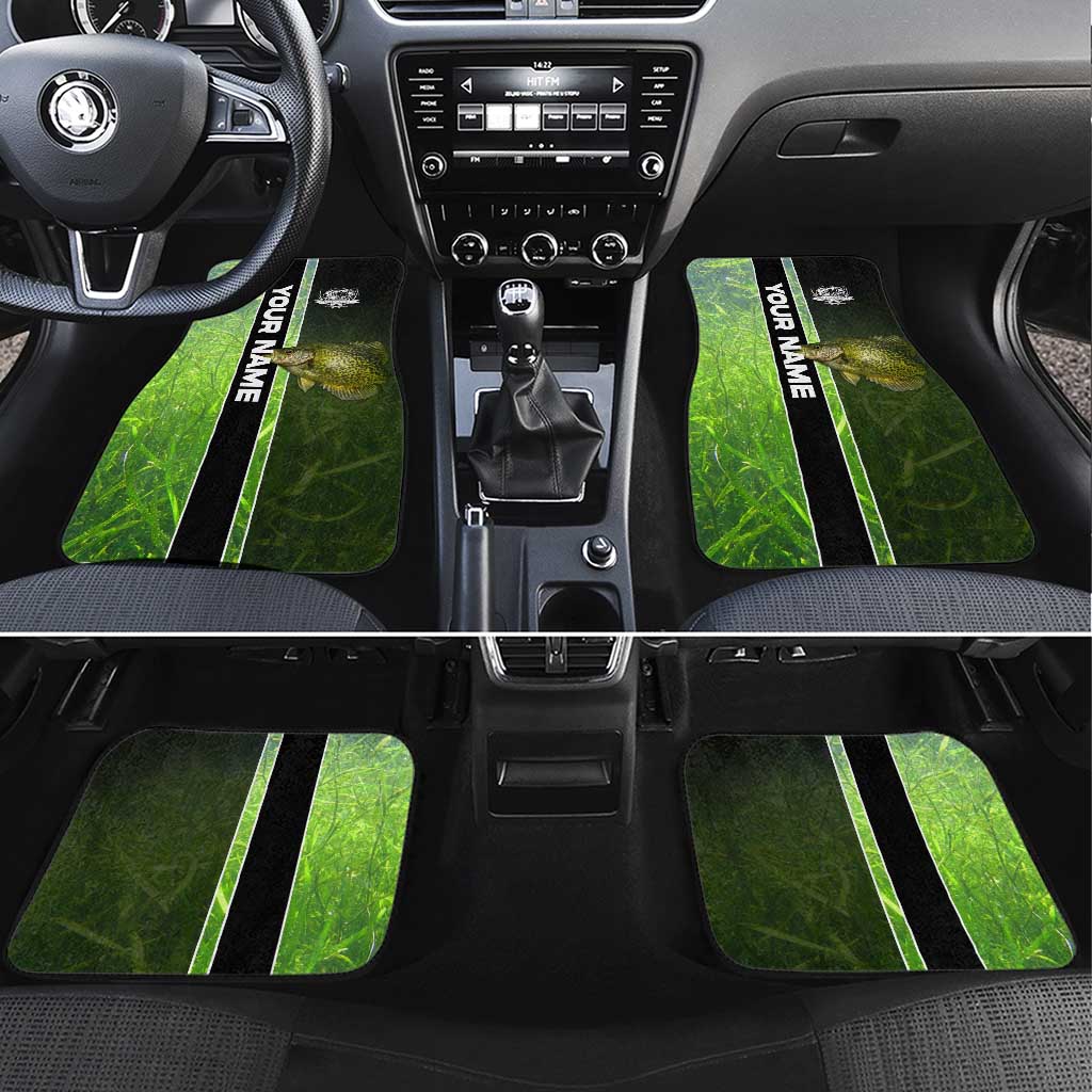 Crappie Fish Green Underwater Graphic Car Mats with Custom Name and Fishing Logo Design - Wonder Print Shop