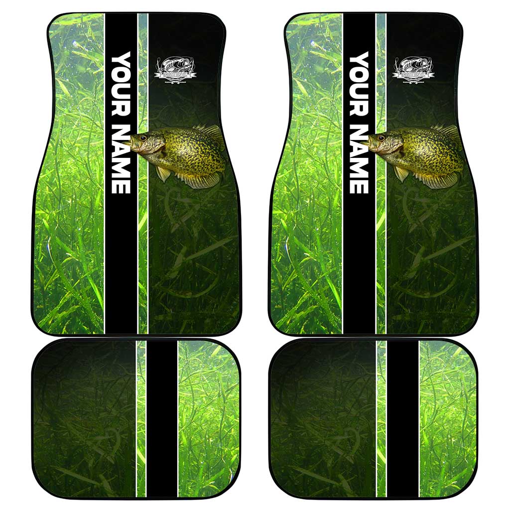Crappie Fish Green Underwater Graphic Car Mats with Custom Name and Fishing Logo Design - Wonder Print Shop
