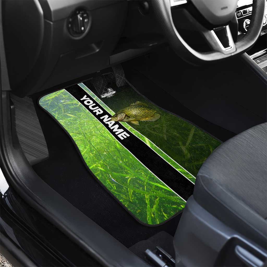 Crappie Fish Green Underwater Graphic Car Mats with Custom Name and Fishing Logo Design - Wonder Print Shop