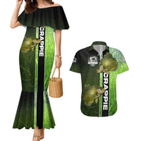 Crappie Fish Green Underwater Graphic Couples Matching Mermaid Dress and Hawaiian Shirt with Custom Name and Fishing Logo Design - Wonder Print Shop