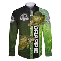 Crappie Fish Green Underwater Graphic Family Matching Long Sleeve Bodycon Dress and Hawaiian Shirt with Custom Name and Fishing Logo Design - Wonder Print Shop